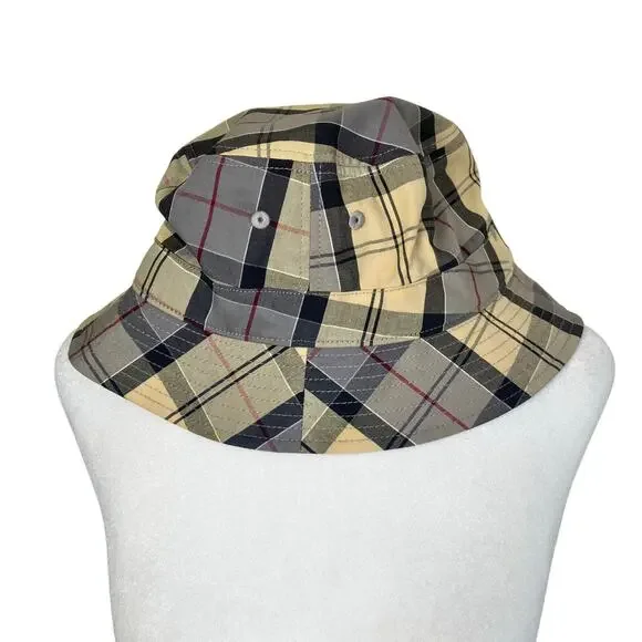 Barbour Mens Sz XL Tartan Bucket Hat Cream Grey Plaid Cassic - Picture 5 of 13